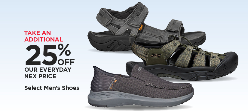 Take An Additional 25% Off Our Everyday NEX Price on Select Men's Shoes