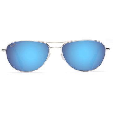Maui Jim Unisex Baby Beach Silver Polarized Aviator Sunglasses