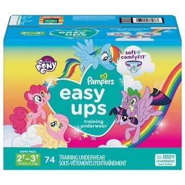 Pampers Easy Ups Size 2T/3T Girls' Training Underwear, 74-count