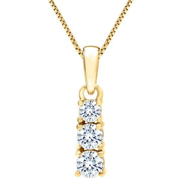 Navy Star 14K Yellow Gold 3/4 cttw 3-Stone Diamond Pendant Necklace