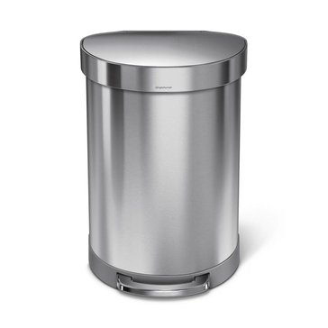 simplehuman 60-Liter Brushed Stainless Steel Semi-Round Liner Rim Step Can, P Liner