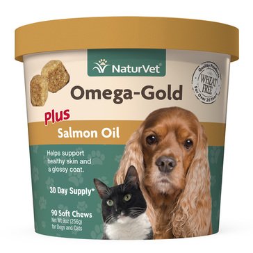 NaturVet Omega Gold Plus Salmon Oil 90-Count Soft Chews for Dogs & Cats
