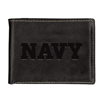Carolina Sewn Navy Leather Contrast Stitch Billfold Wallet Black Onyx