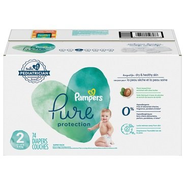 Pampers Pure Diapers Size 2 - Super Pack, 74ct