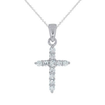Children's Sterling Silver CZ Cross Pendant Necklace