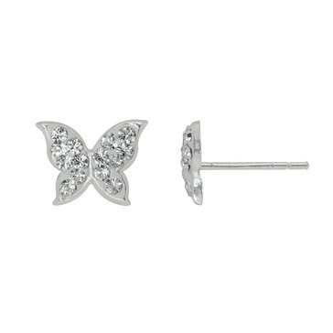 Children's Sterling Silver Crystal Butterfly Earrings