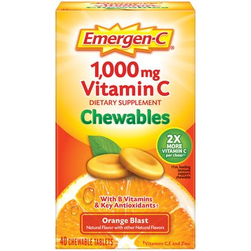 Emergen-C 1000mg Vitamin C Orange Chewable Tablets, 40-count
