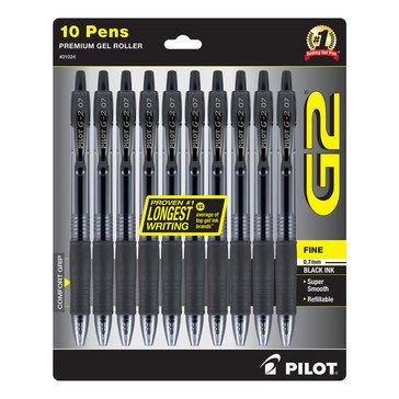 Pilot G2 Fine Point Black Ink Gel Pens, 10-count 