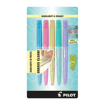 Pilot Frixion Eraseable Pastel Highlighters, 5-count   