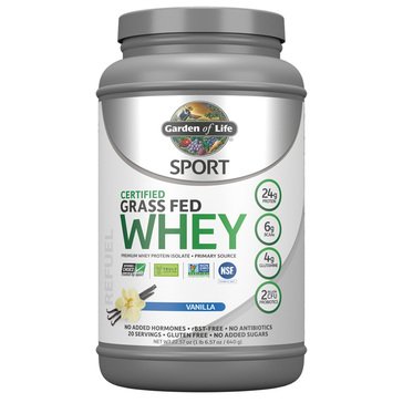 Garden Of Life Certified Grass Fed Whey Protein Vanilla Powder, 20 servings