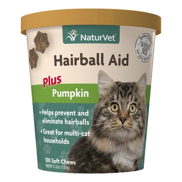 Naturvet Hairball Plus Pumpkin Soft Chews for Cats