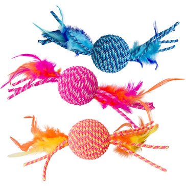 Ethical Pet Elasteez Ball with Feathers Cat Toy