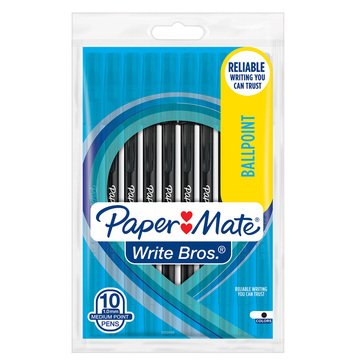 Paper Mate Write Brothers Medium Point Black Ink Ballpoint Pens, 10-count