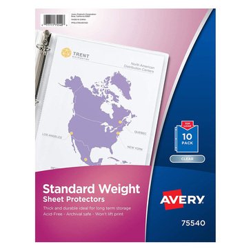 Avery Standard Weight Semi-Clear Acid Free Sheet Protectors, 10ct