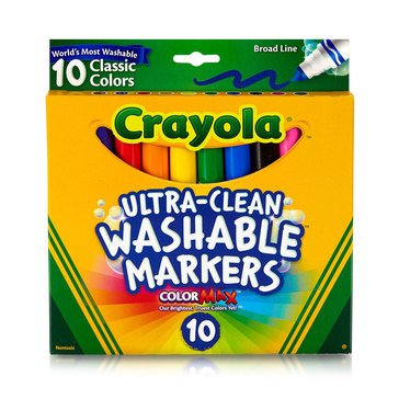 Crayola Classic Colors Ultra-Clean Washable Broad Line Color Max Markers, 10-count