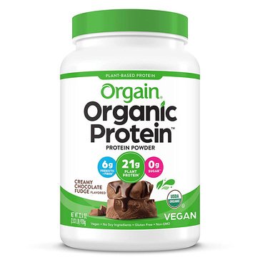 Orgain Organic Protein Plant Based Protein Creamy Chocolate Fudge Powder, 20-servings