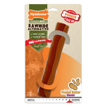 Nylabone Power Chew Rawhide Retriever Roll Alternative Peanut Butter Dog Toy