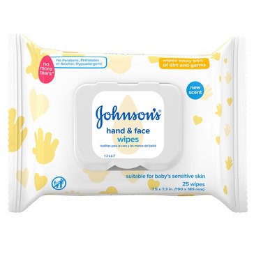 Johnson's Baby Hand Face Wipes, 25ct