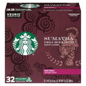 Starbucks Sumatra Dark Roast K-Cup Pods, 32-count