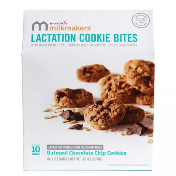 Munchkin Milkmakers Oatmeal Chocolate Chip Lactation Cookie Bites, 10-count