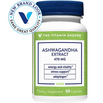 The Vitamin Shoppe Ashwagandha Extract 1.5% Withanolides 470mg Capsules, 120-count