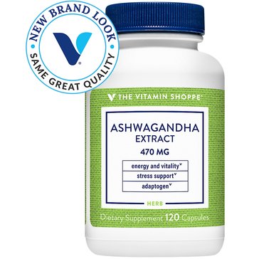 The Vitamin Shoppe Ashwagandha Extract 470mg 1.5% Withanolides Capsules, 120-count