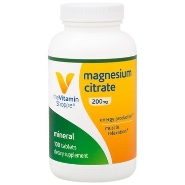 The Vitamin Shoppe Magnesium Citrate 200mg Tablets, 100-count 