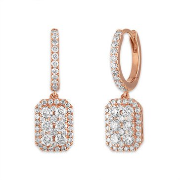 10K Rose Gold 1 1/2 cttw Diamond Quad Dangle Earrings