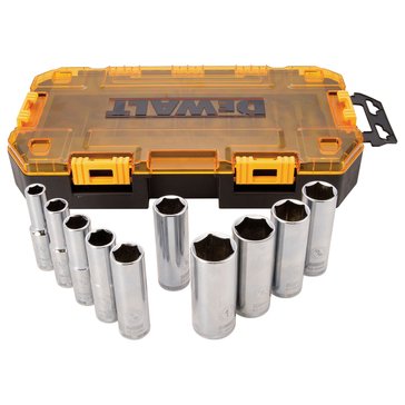 Dewalt Tough Box Tool Kit Sae 1/2 Drive Deep Socket Set