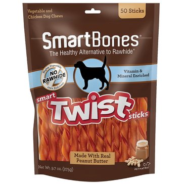 Smartbones Twists Peanut Butter 50pk