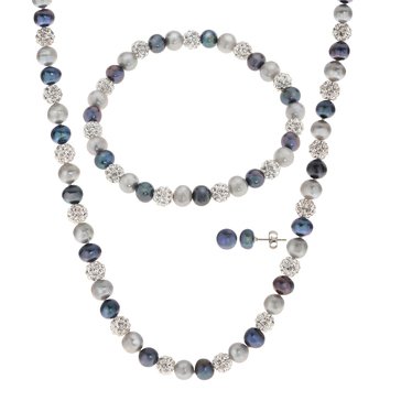 Imperial Freshwater Cultured and Crystal Bead 3-Piece Set