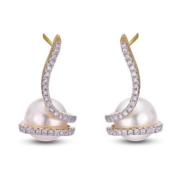Imperial Akoya Cultured Pearl and Diamond Earrings