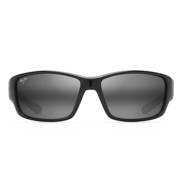 Maui Jim Men's Local Kine Shiny Black Grey Maroon Neutral Grey Sunglasses, 61mm