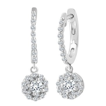Because By Navy Star 1/2 cttw Diamond Halo Dangle Earrings