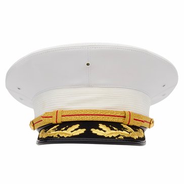 USMC Officer Field Grade Dress White Vinyl Combination Cap NO DEV Style#401202