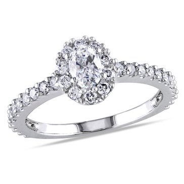 Sofia B. 14K White Gold 1 cttw Oval-Cut Diamond Halo Engagement Ring