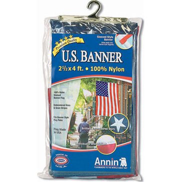 Annin 2 1/2' X 4' US Premium Nylon Banner With Pole Embroidered Sleeve