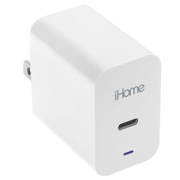 iHome Ultraboost 18W Wall Charger USB-C 6ft Nylon Lightning to C Cable Durastrain Bundle