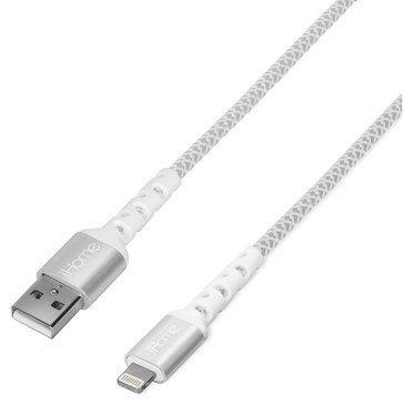 iHome 6ft Durastrain Lightning to USB-A Nylon Charge Sync Cable with Cable Wrap