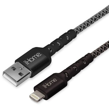 iHome 10ft Durastrain Lightning to USB- A Nylon Charge Sync Cable with Cable Wrap