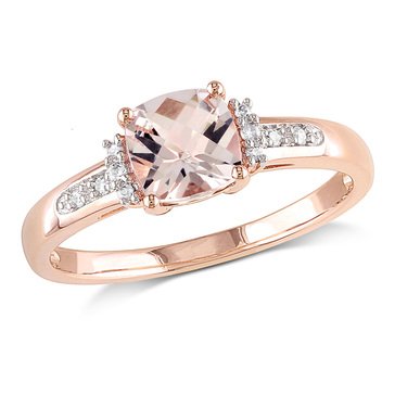 Sofia B. Cushion-Cut Morganite with Diamond Ring