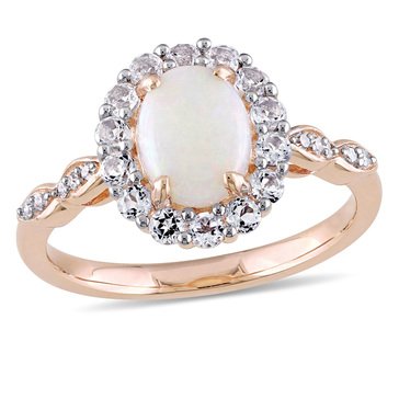 Sofia B. Opal, White Topaz and Diamond Accent Vintage Ring
