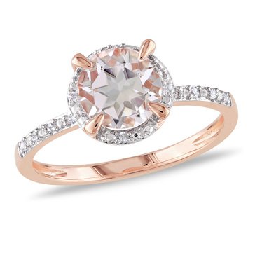 Sofia B. Morganite and Diamond Halo Ring