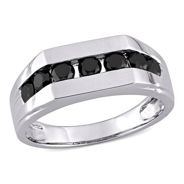 Sofia B. Men's 10K White Gold 1 cttw Channel Set Black Diamond Ring
