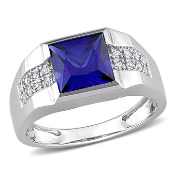 Sofia B. Men's 3 1/4 cttw Created Blue and White Sapphire Ring