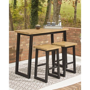 Signature Design by Ashley Town Wood Outdoor Counter Table Set, Set of 3
