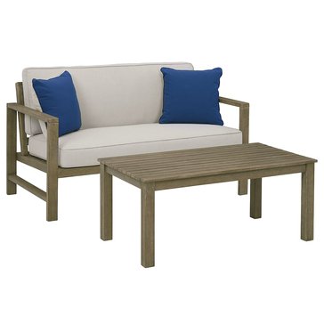 Signature Design by Ashley Fynnegan Outdoor Loveseat with Table Set of 2