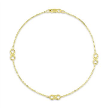 14K Yellow Gold Infinity Station Anklet