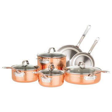 Viking Copper Clad 3-Ply Hammered 10pc Cookware Set