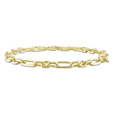 Sofia B. 18K Yellow Gold Plated Sterling Silver Diamond Cut Figaro Chain Anklet